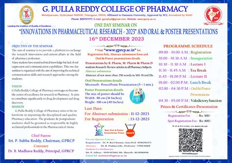 G Pulla Reddy College Of Pharmacy Hyderabad