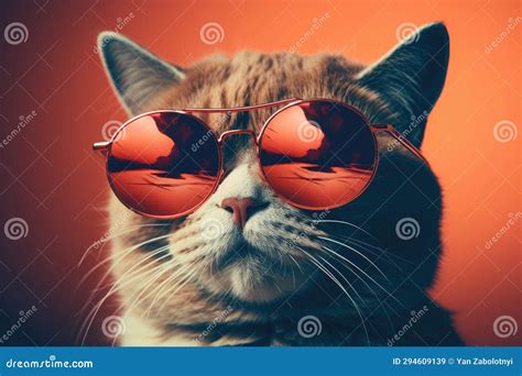 A Cat With Sunglasses Going To A Photo Shoot Stock Illustration