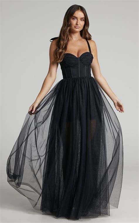 emmary bustier bodice tulle dress  black black tulle dress tulle