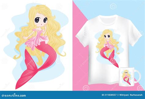 Blonde Hair Mermaid In The Sea Stock Vector Illustration Of Woman