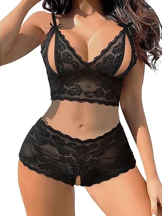 Lilosy Sexy Cupless Crotchless Mulheres Floral Renda Pijama Lingerie