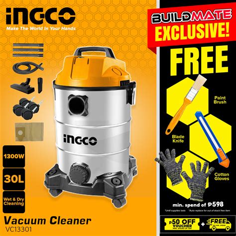 INGCO Wet And Dry Vacuum Cleaner 30L 1300W VC13301 BUILDMATE IPT