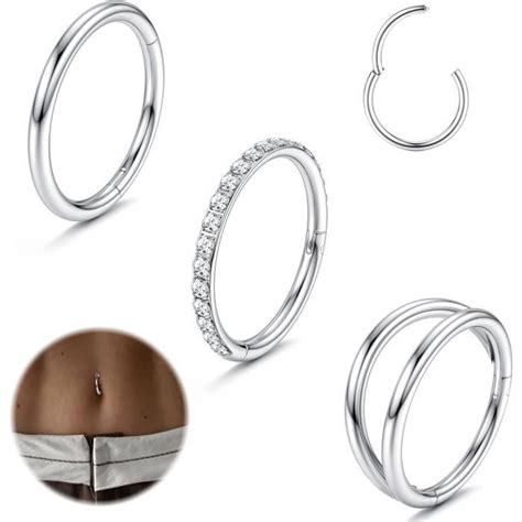 Adramata Piercing Nombril En Titane G Pour Femmes G Mm Cz Double