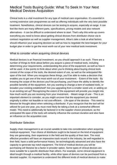 Medical Equipment Acquiring Guide What To Look For In Your Next Medical