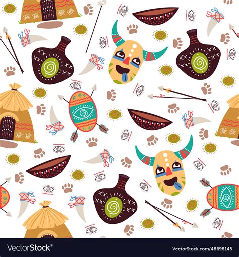 Seamless Pattern With Elements Of African Culture Vector Image