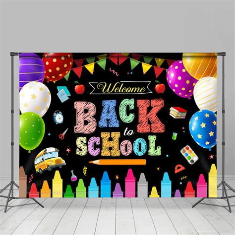 Colorful Flags And Balloons Welcome Back To School Backdrop Lofaris Willkommen In Der Schule