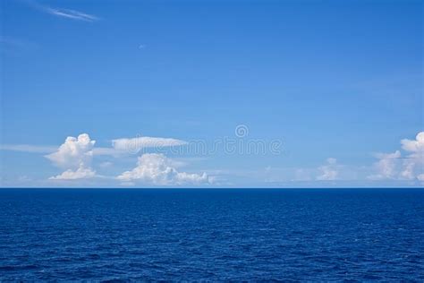 Beautiful Seascape Ocean Horizon And Blue Sky At Summer Season Stock