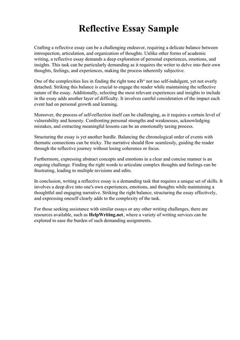 reflective essay samplepdf