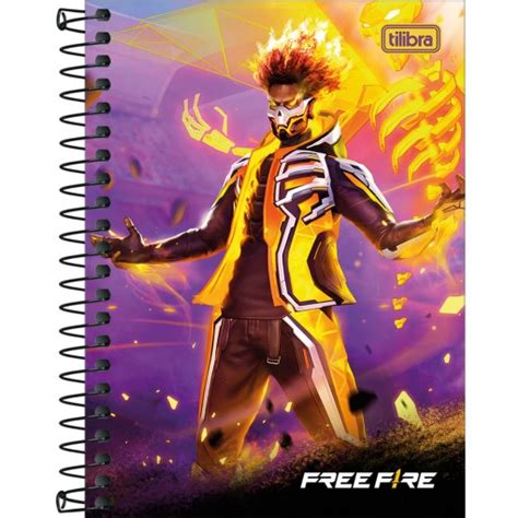 Caderneta Espiral Capa Dura Free Fire Folhas Pacote