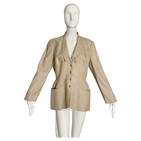 Thierry Mugler Creme Linen Blazer For Sale at 1stDibs