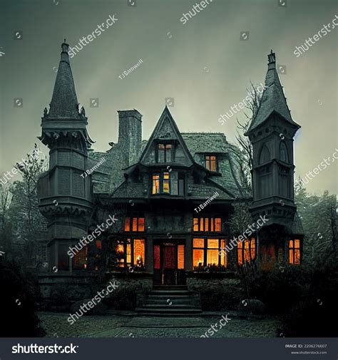 3d Render Creepy Victorian Haunted House Stock Illustration 2206276607 ...