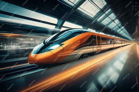 premium photo modern high speed train  futuristic train station