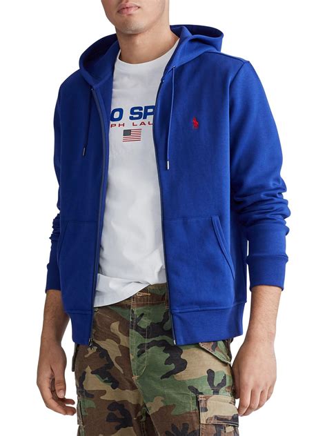 Polo Ralph Lauren Synthetic Double Knit Full Zip Hoodie In Blue For Men Lyst