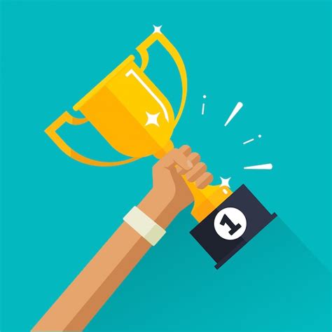 Ganador Ganador Del Premio Deportivo Con Copa Dorada En Plano Vector