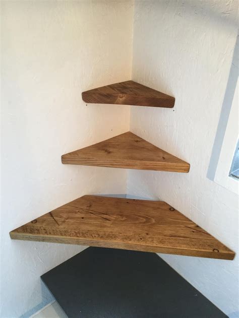 3 X Reclaimed Scaffold Board Corner Shelves Wood Pair Shelf Rustic