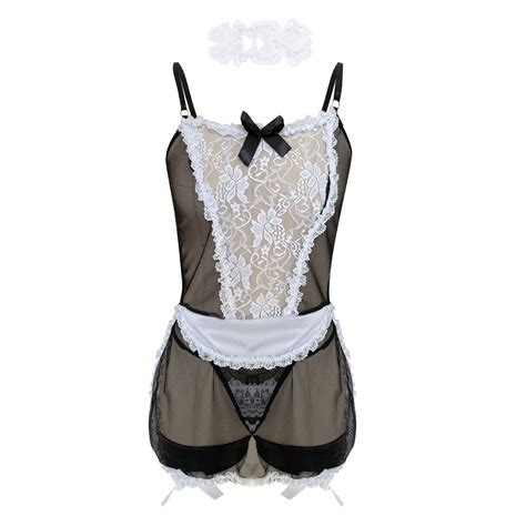 Uaang Lace Lingerie Maid Sets Women Underwear Transparent Lace Push Up Bras G Strings Underwear