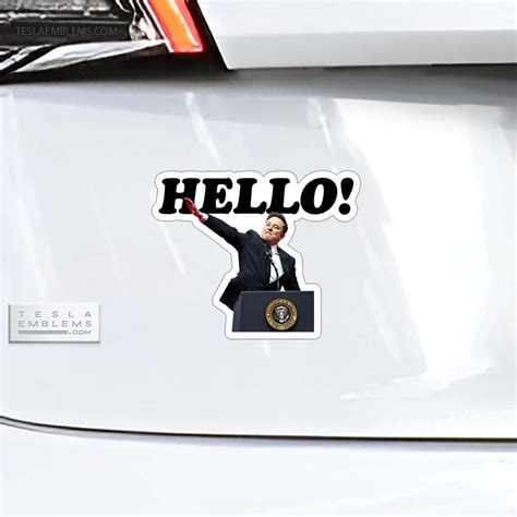 Elon Salutes Hello Vinyl Decal Sticker – Tesla Emblems