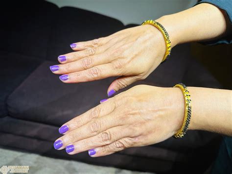 K Gold Black Beads Bangles With Black Stones Set Of Pair