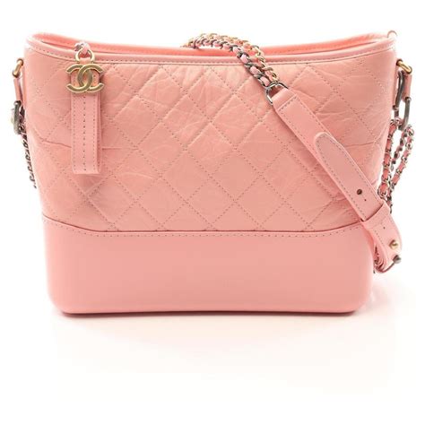 chanel gabrielle de chanel large hobo shoulder bag pink leather ref