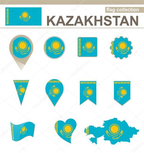 Kazakhstan Flag Collection Stock Vector Image By Boldg