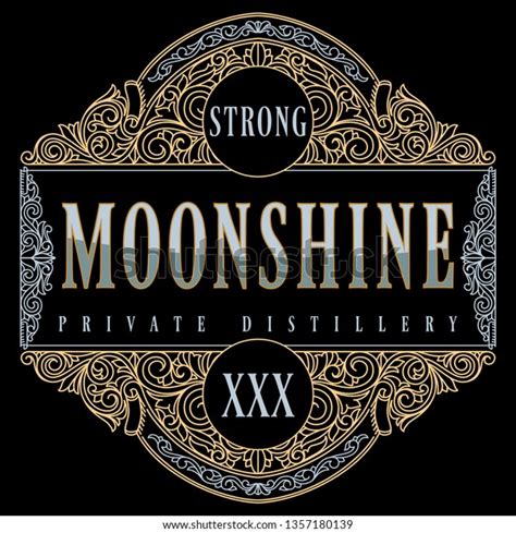 Moonshine Vintage Decorative Ornate Label Design Stock Vector Royalty