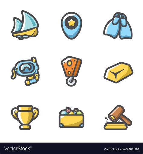 Treasure hunt icons set Royalty Free Vector Image