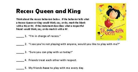 Recess Queen.pdf | Recess queen, Guidance lessons, Recess