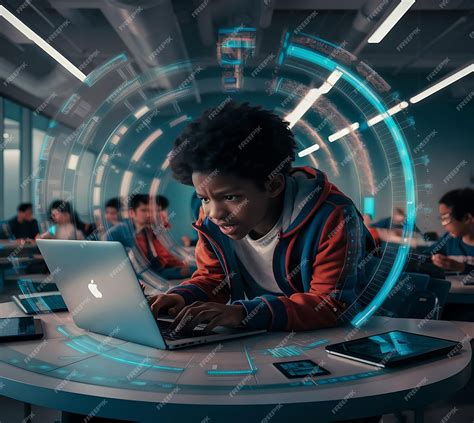 Student using laptop in classroom | Premium AI-generated image