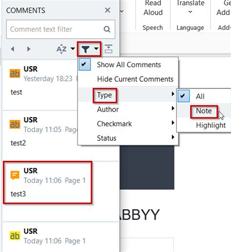 show  notes   comments pane  center