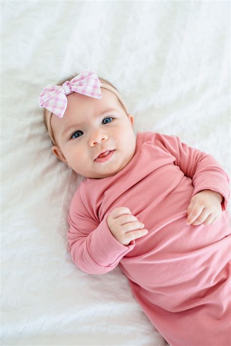 Soft Dusty Rose Knotted Sleeper Gown Coming Home Outfit Girl | Etsy