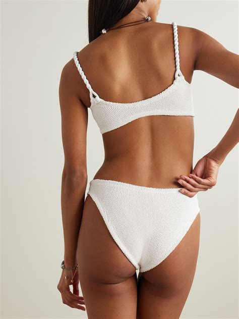 Hunza G Phoebe Twisted Seersucker Bikini White REVERSIBLE