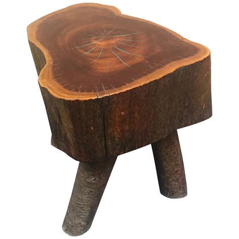 Rustic Live Edge Eucalyptus Wood Side Table For Sale At Stdibs