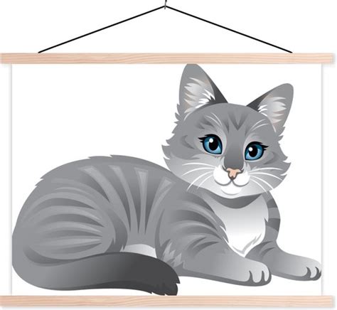 Une Illustration D Un Chat Gris Aux Yeux Bleus Affiche Scolaire Lattes