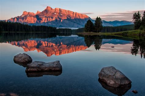 Landscape Nature Lake Reflection Forest Canada Rocky Mountains