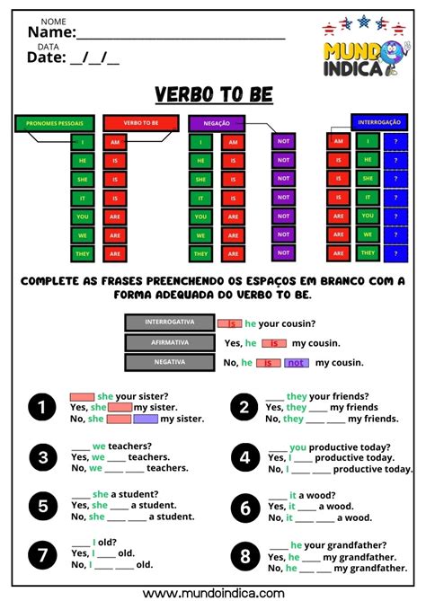 Verbo To Be Exercicios Com Gabarito - Verbo To Be Com Gabarito - Image to u