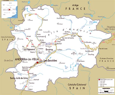 Large road map of Andorra with cities | Andorra | Europe | Mapsland ...