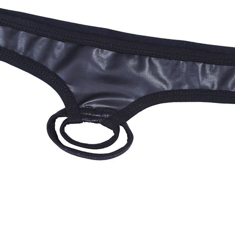 Agoky Sexy Herren Dessous Lack Leder String Bikini Unterwäsche mit