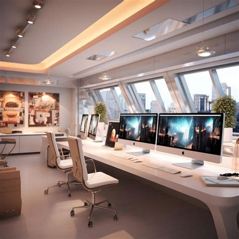 Premium Photo | TechSavvy Haven Modern Office Workspace Embracing ...