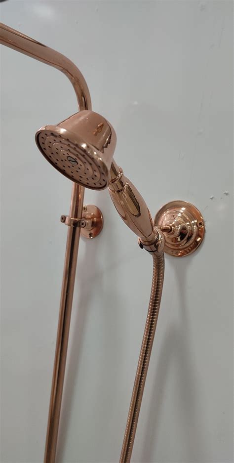 Copper Head Shower Exposed Pipe Faucet, Red Copper Rain Shower System