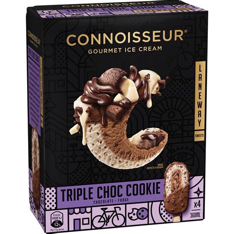 Connoisseur Triple Chocolate Cookie Ice Cream 4 Pack Woolworths