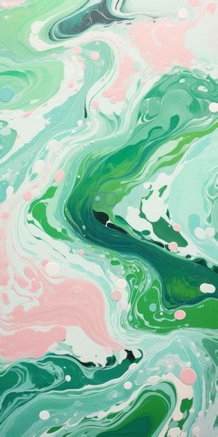 Premium Photo | Fluid Simplicity A Swirling Painting In Green Pink And Blue