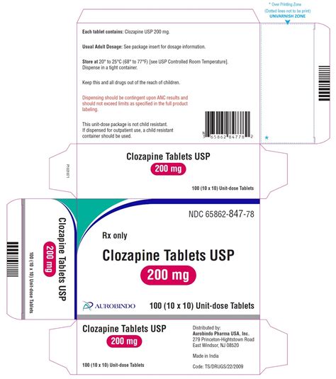 Label Clozapine Tablet Oral Indications Usage And Precautions