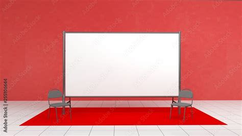 Backdrop, press banner 2x4 meters with red carpit. 3d render template ...