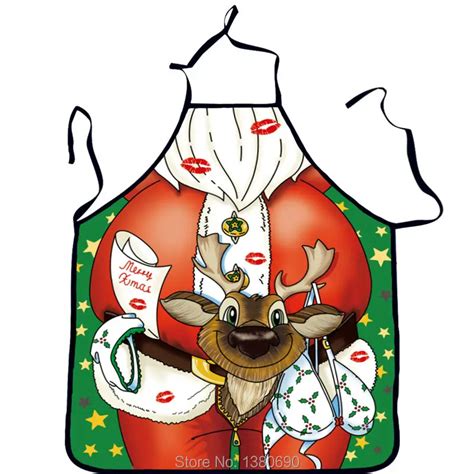 Xmas Present Cooking Apron Creative Funny Novelty Bbq Party Apron Naked