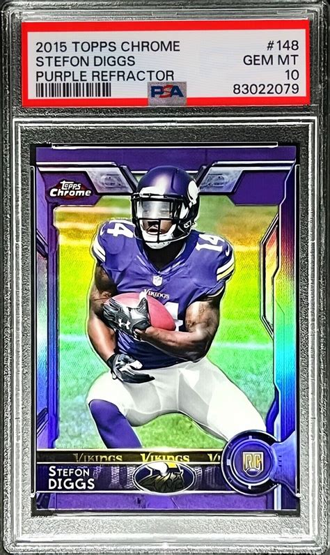 2015 Topps Chrome PURPLE REFRACTOR 148 Stefon Diggs Rookie RC PSA 10