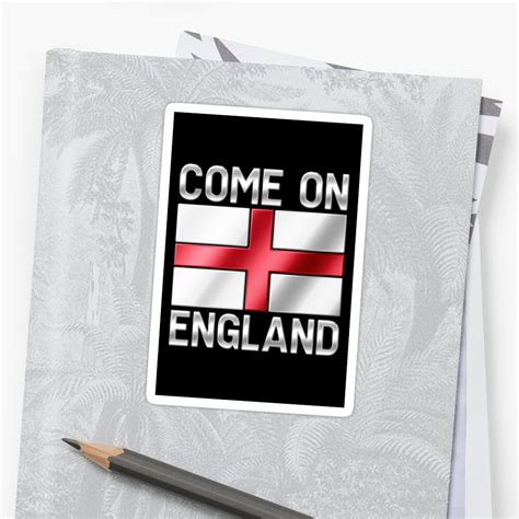 "Come On England - English Flag & Text - Metallic" Sticker by graphix ...