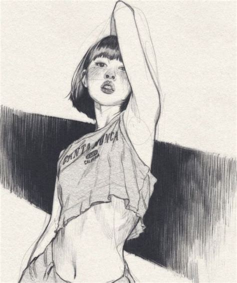 Pencil Drawing Of Woman With Arms Up