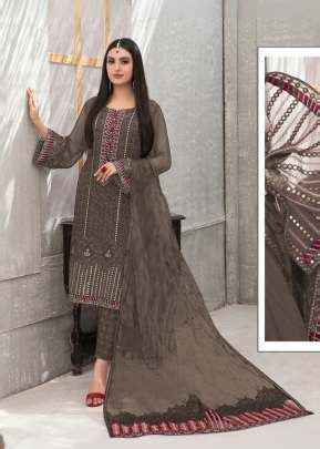 Heavy Faux Georgette With Chain Stitch Work With Mirror Embroidery Work