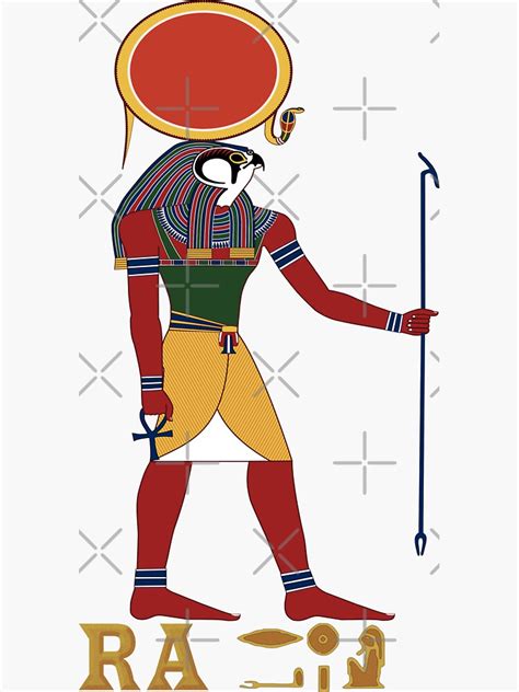 ra god  ancient egypt  hieroglyphs sticker  swatara redbubble