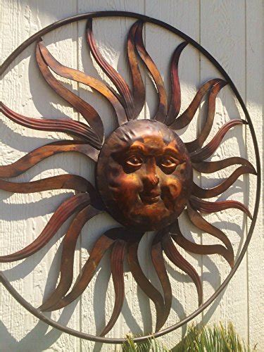 Large Round Metal Sun Wall Decor Rustic Garden Art Indoor Outdoor Patio